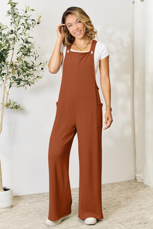 Wide Strap Overall with Pockets - Corinne's Boutique