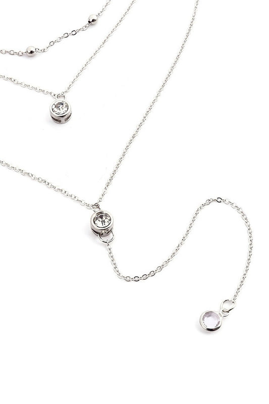 Rhinestone Drop Pendant Necklace - Corinne's Boutique