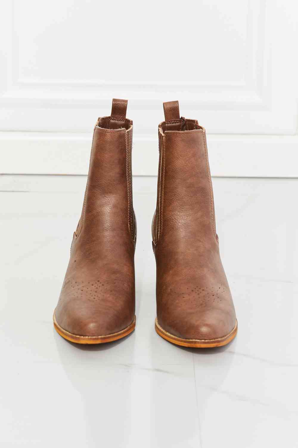 Stacked Heel Chelsea Boot in Chestnut - Corinne's Boutique