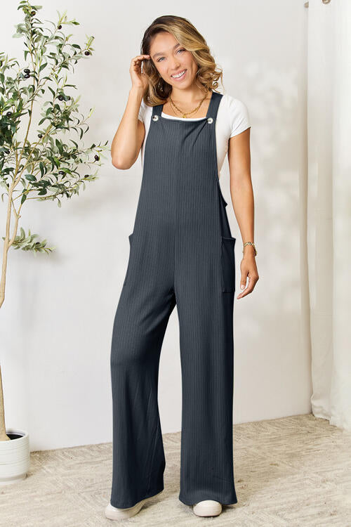 Wide Strap Overall with Pockets - Corinne's Boutique